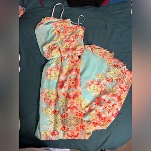 Strapless, tropical, maxi dress| Large